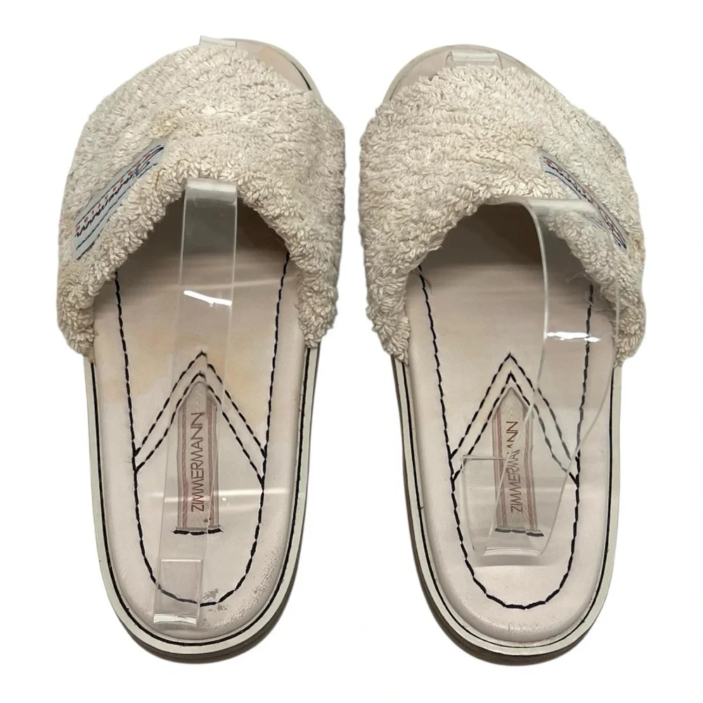 Zimmermann White Chubby Terry Towel Recreation Slides Slip On Sandals Women’s 38 - Picture 9 of 16